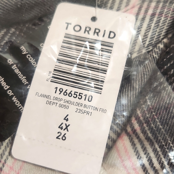 ❤NWT VINTAGE TORRID FLANNEL SHIRT - MUSHROOM PLAID - BUTTONS - DROP SHOULDER - Picture 6 of 13
